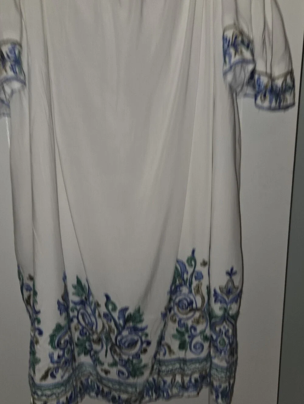Sandra Darren Plus Size Off the Shoulder White Summer Embroidered Boho Dress